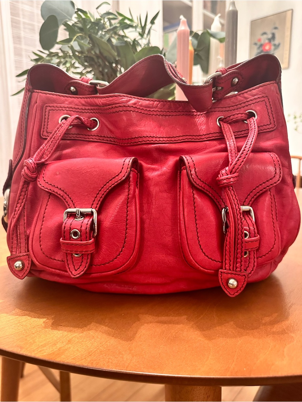 Marc Jacobs Karolina Red Leather Hobo Bag